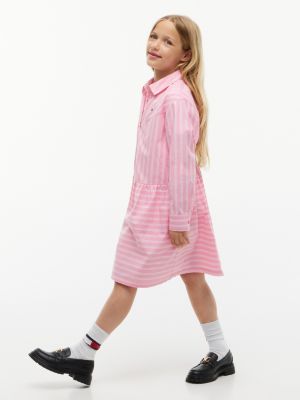 Kids' Striped Shirtdress, Jasmine Pink