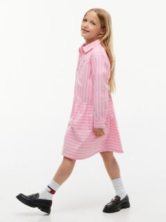Kids' Striped Shirtdress — Jasmine Pink 1