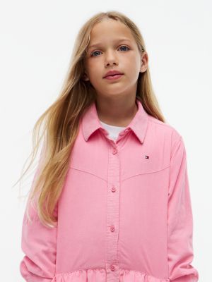 Детское платье Tommy Hilfiger Corduroy Shirtdress, цвет: Розовый — фото 2