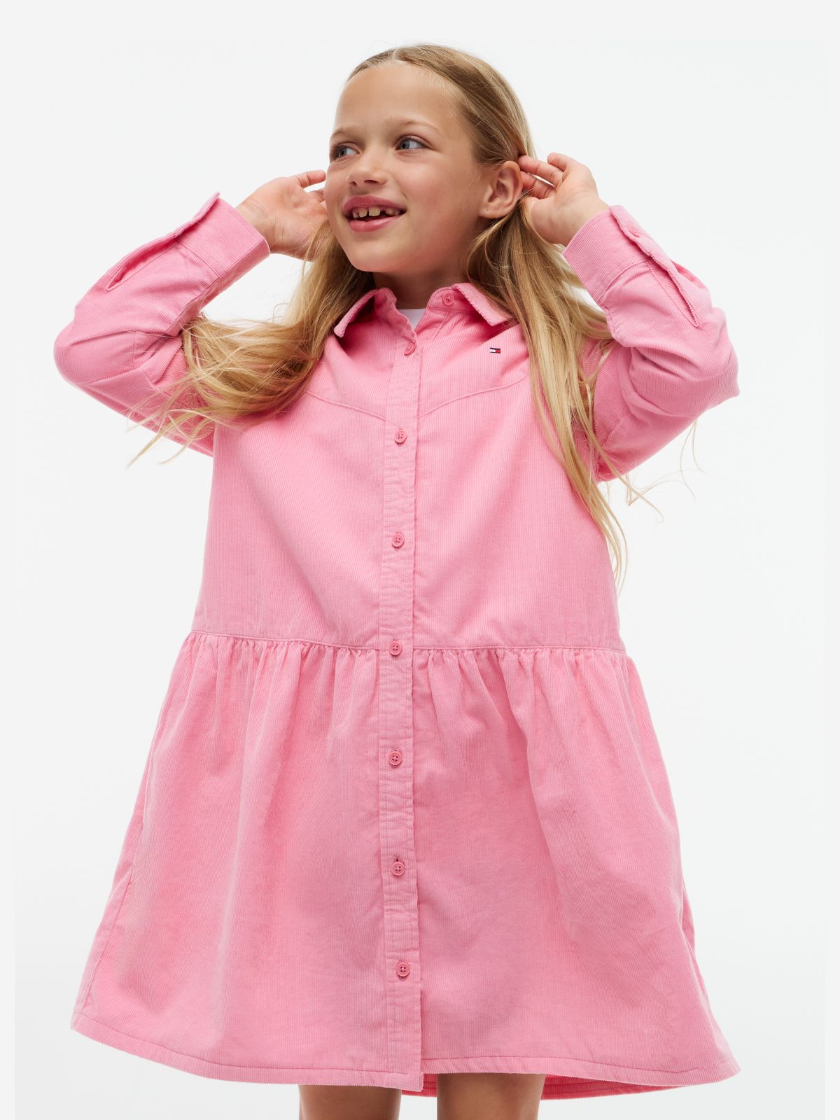 Kids' Corduroy Shirtdress — Jasmine Pink
