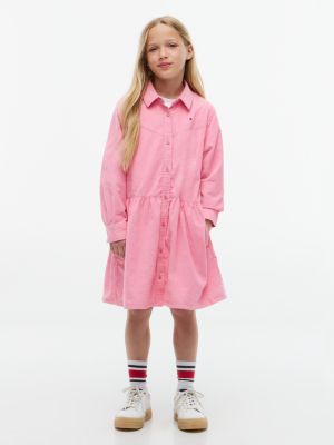 Kids' Corduroy Shirtdress, Jasmine Pink