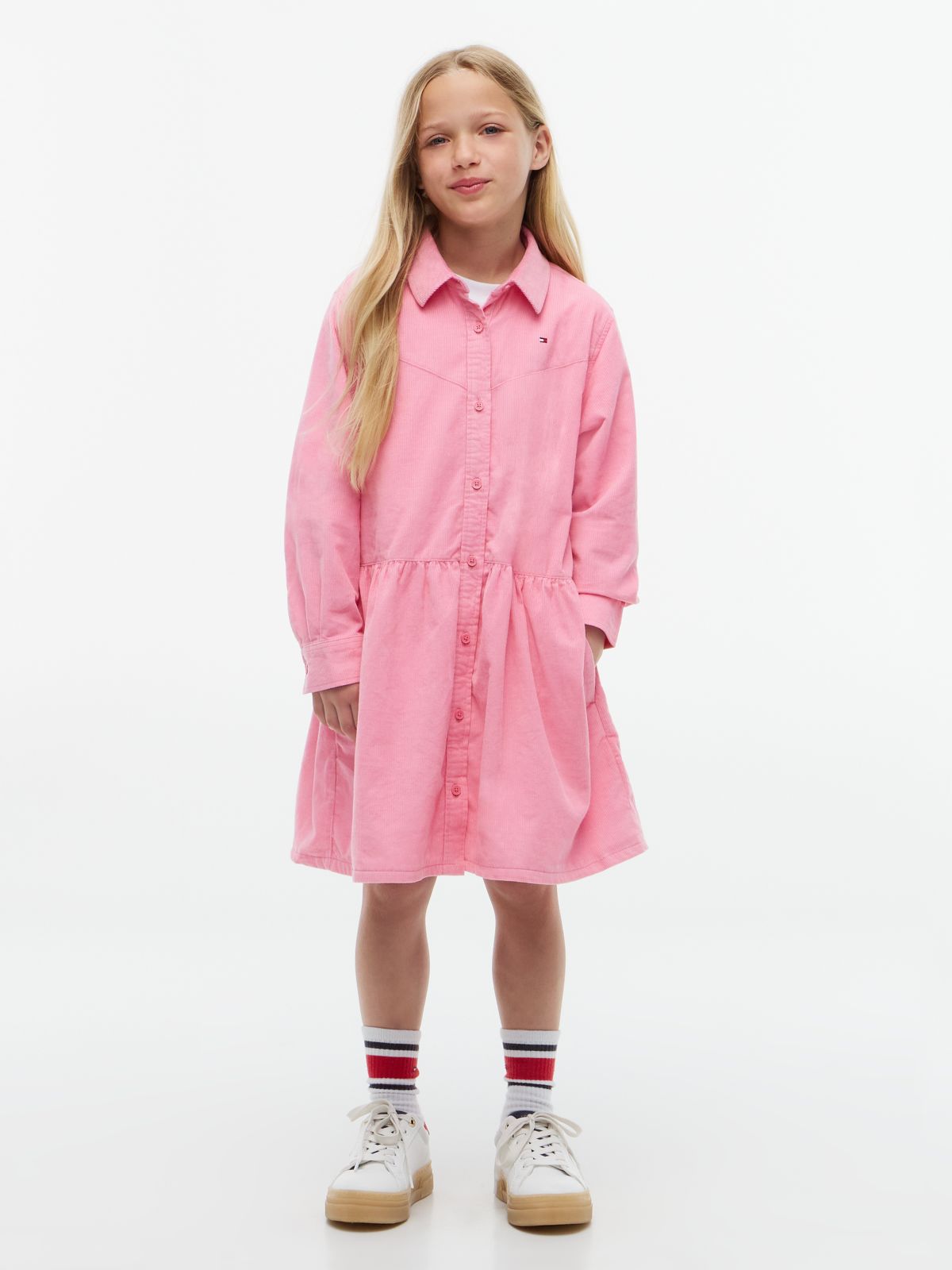 Kids' Corduroy Shirtdress — Jasmine Pink