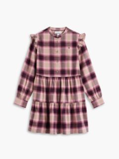 Kids' Check Ruffle Tiered Dress — Malted Milk 5
