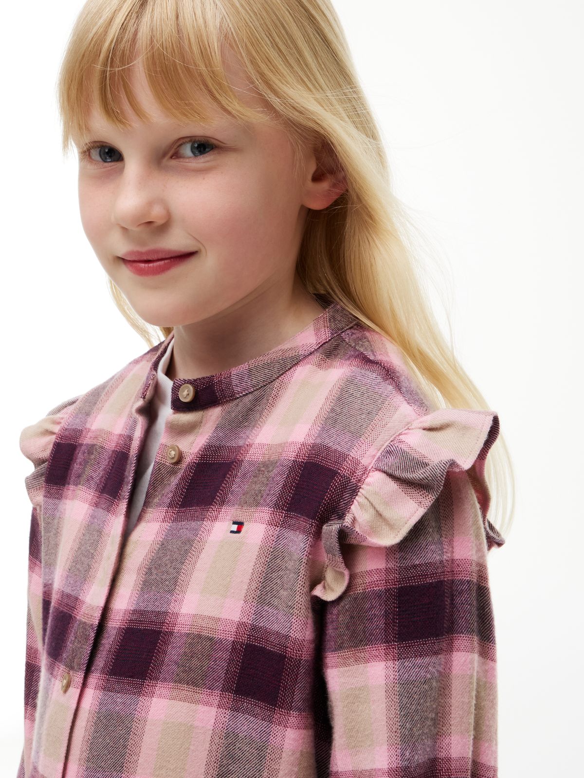 Kids' Check Ruffle Tiered Dress — Malted Milk