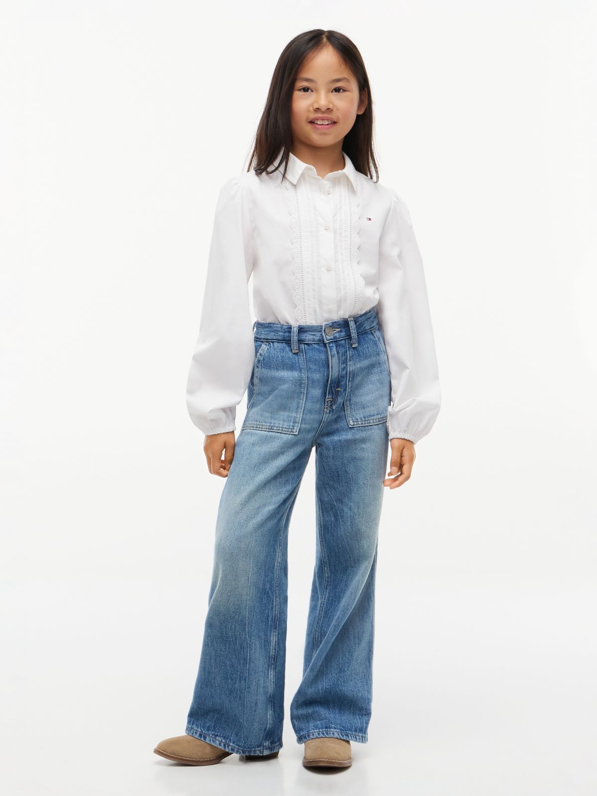 Kids' Embroidered Eyelet Shirt — White