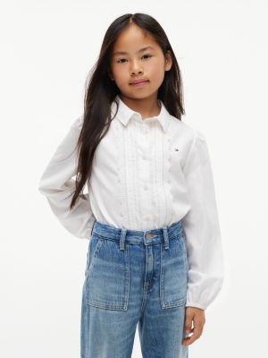Kids' Embroidered Eyelet Shirt, White