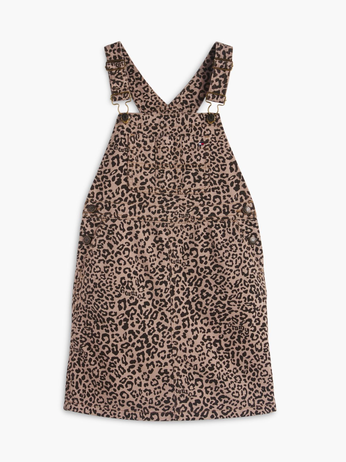 Kids' Leopard Denim Overall Dress — Leopard