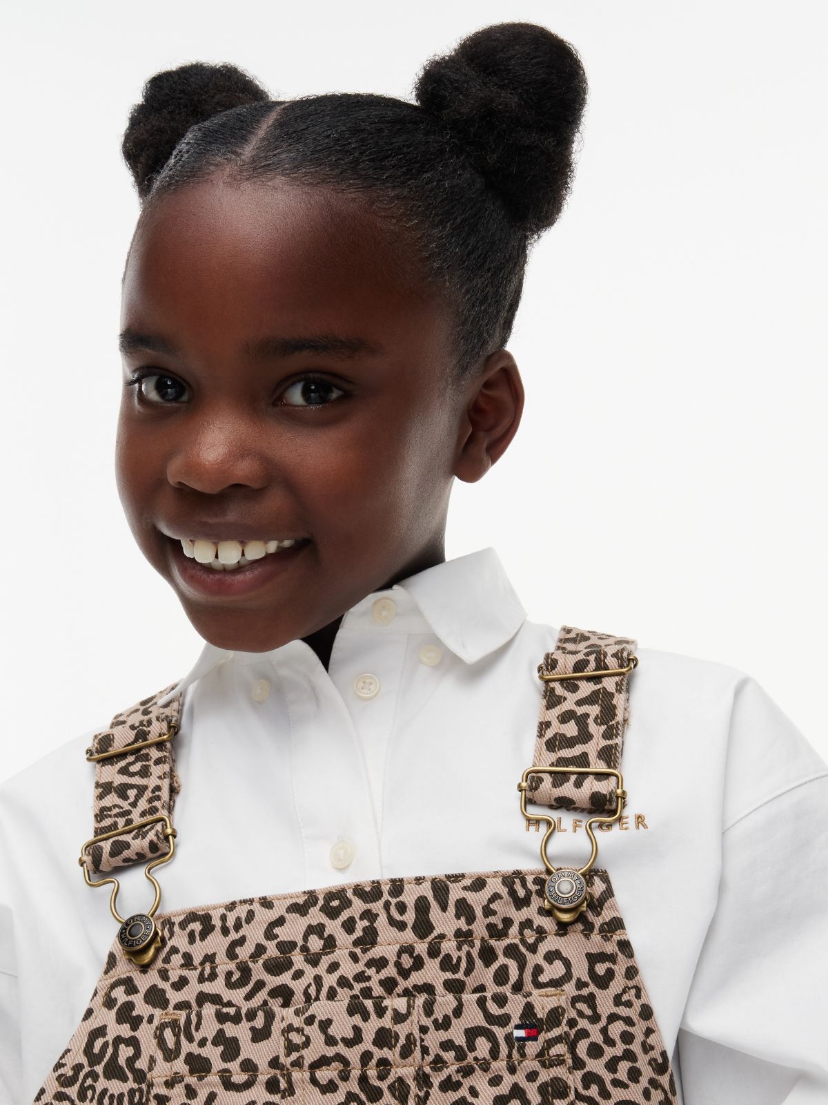 Kids' Leopard Denim Overall Dress — Leopard