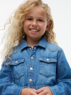 Kids' Denim Western Dress — Med Wash 3