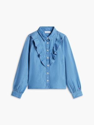 Детская блузка Tommy Hilfiger Denim Ruffle Blouse, цвет: Варёный — фото 5