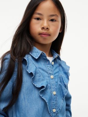 Детская блузка Tommy Hilfiger Denim Ruffle Blouse, цвет: Варёный — фото 3