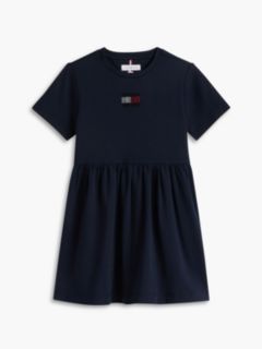 Kids' Rhinestone Flag Interlock Dress — Navy Blue 5