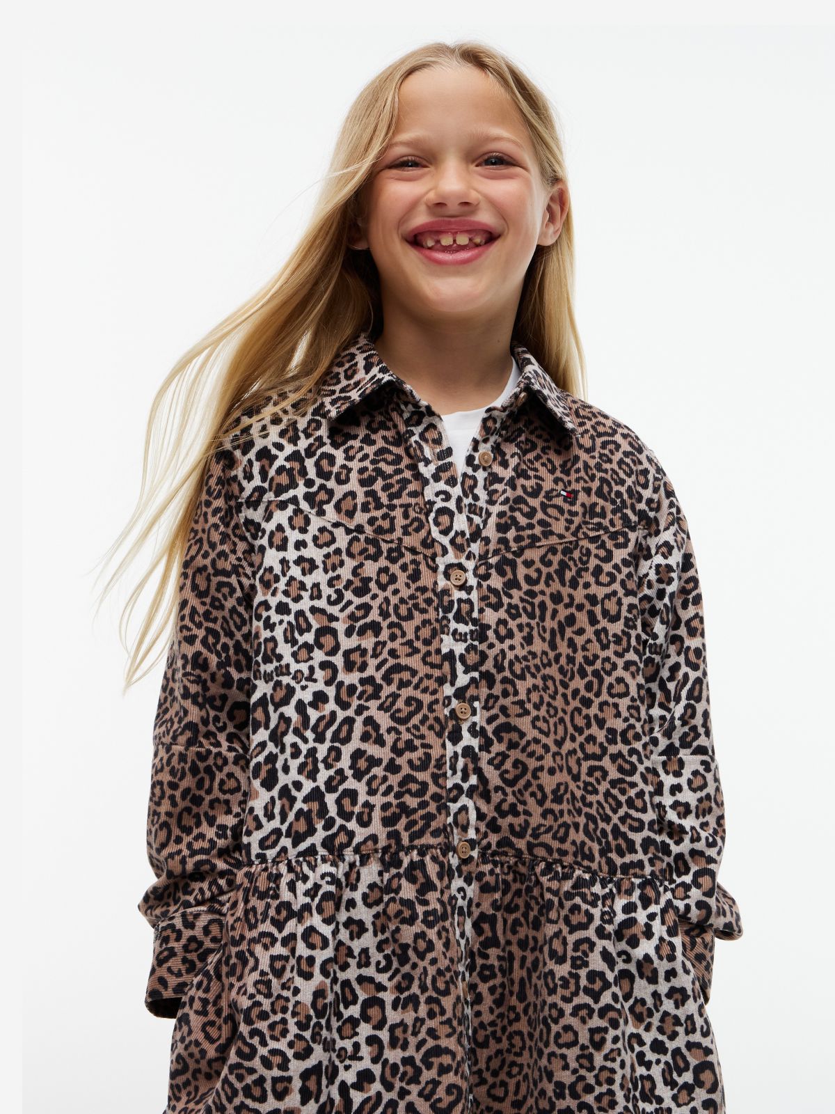 Kids' Leopard Corduroy Shirtdress — Leopard