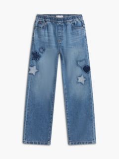 Kids' Applique Pull-On Wide Leg Jean — Med Wash 5