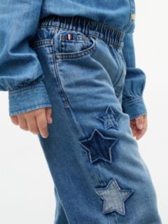 Kids' Applique Pull-On Wide Leg Jean — Med Wash 3