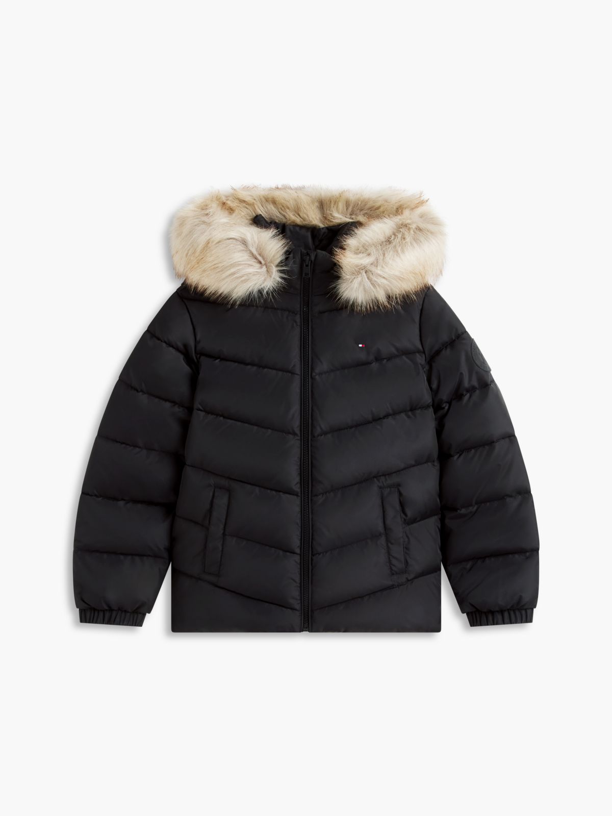 Kids' Hooded Puffer Jacket — Black
