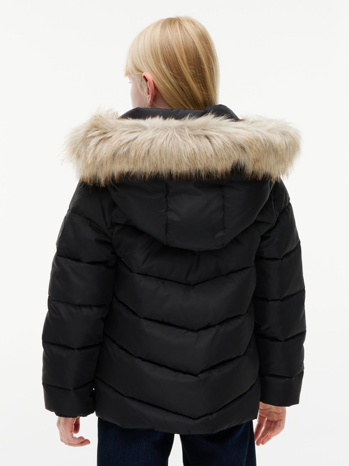 Kids' Hooded Puffer Jacket — Black