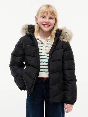 Kids' Hooded Puffer Jacket, Black