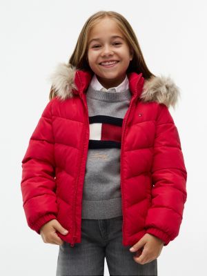 Kids' Hooded Puffer Jacket, Ruby Rhubarb