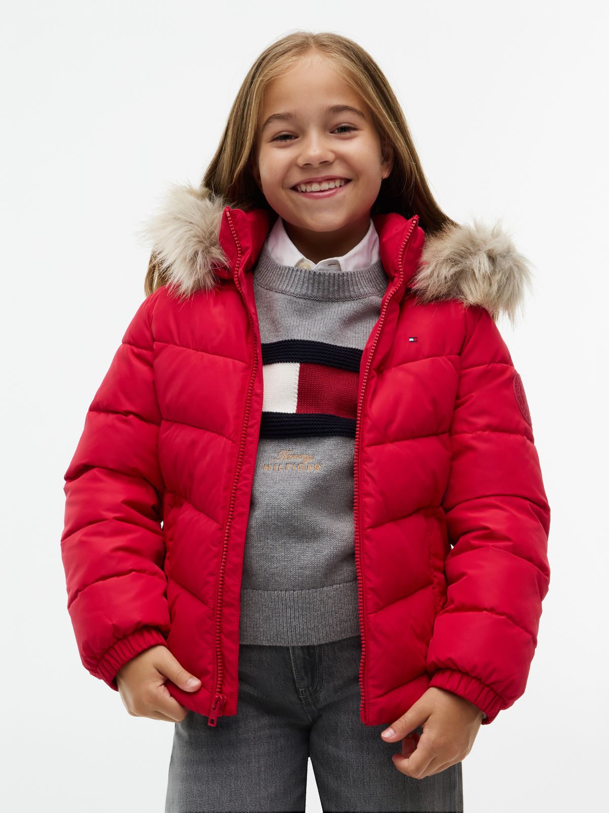 Kids' Hooded Puffer Jacket — Ruby Rhubarb