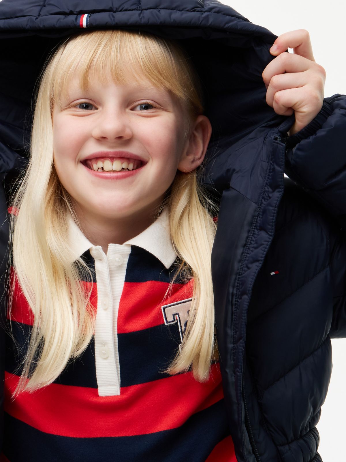 Kids' Quilted Hooded Jacket — Navy Blue