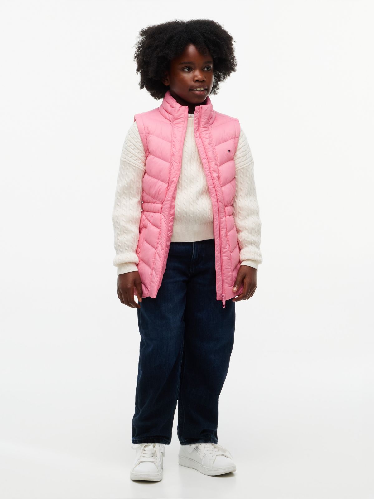 Kids' Chevron Quilted Vest — Jasmine Pink