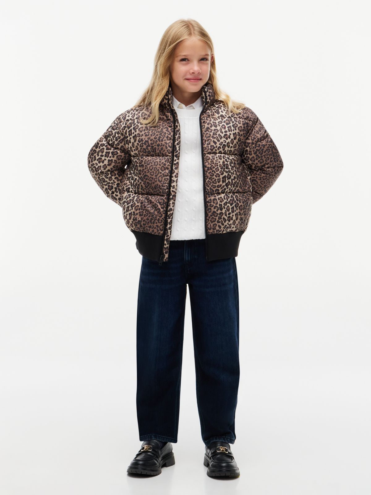 Kids' Reversible Puffer Bomber — White