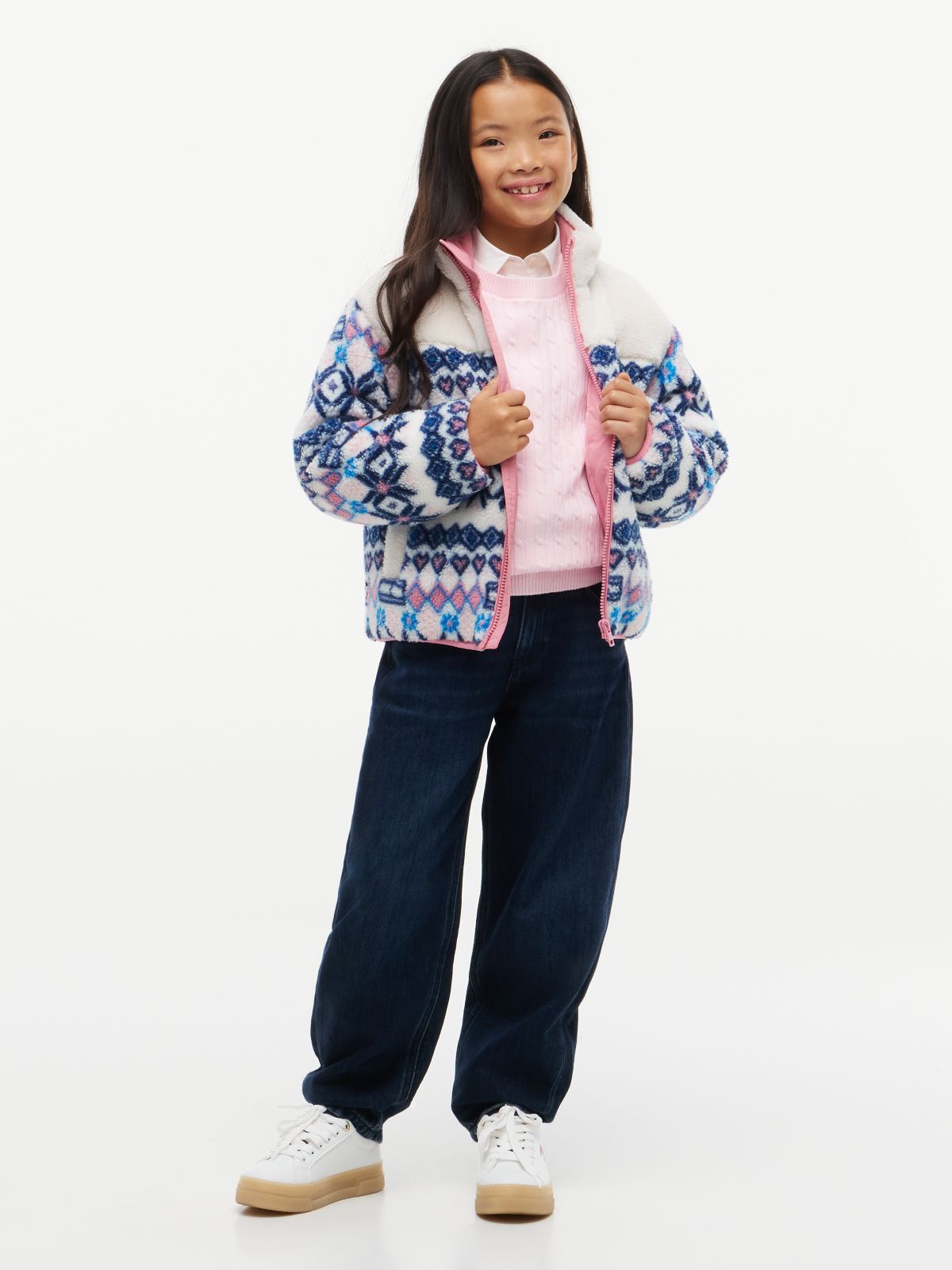 Kids' Fair Isle Teddy Jacket — White