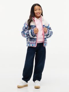 Kids' Fair Isle Teddy Jacket — White 2