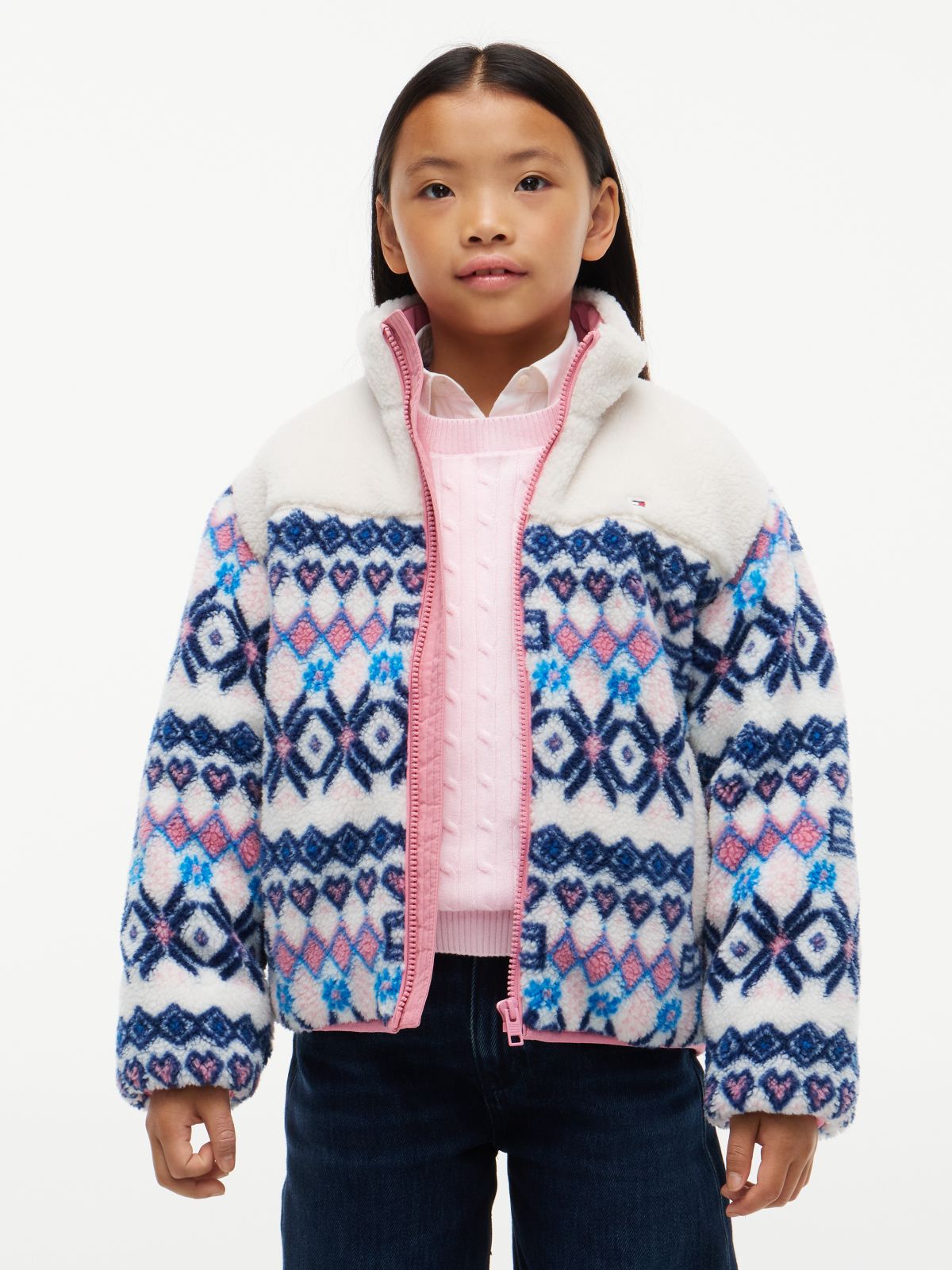 Kids' Fair Isle Teddy Jacket — White