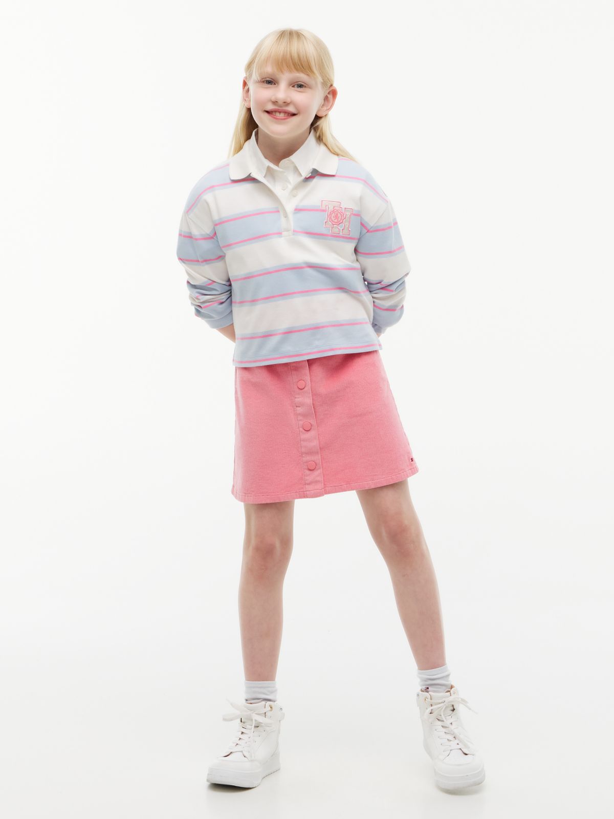 Kids' Stretch Corduroy Skirt — Jasmine Pink