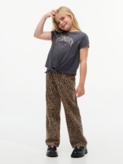 Kids' Leopard Logo Front-Tie T-Shirt — Charcoal / Leopard 2
