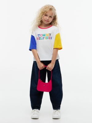 Детские футболки Tommy Hilfiger Kids' Multicolor Logo Colorblock T-Shirt — фото 2