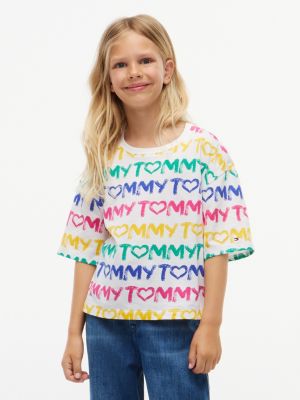 Kids' Allover Tommy Logo T-Shirt, Ecru