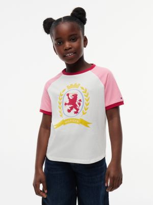 Kids' Crest Logo Raglan T-Shirt, White