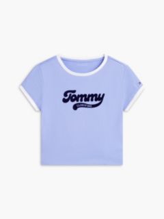 Kids' Flocked Tommy Logo Ringer T-Shirt — Vintage Iris 5