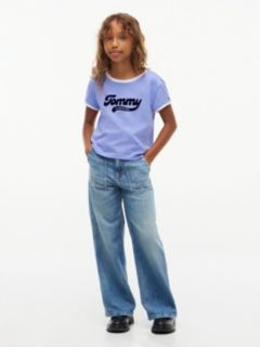 Kids' Flocked Tommy Logo Ringer T-Shirt — Vintage Iris 2