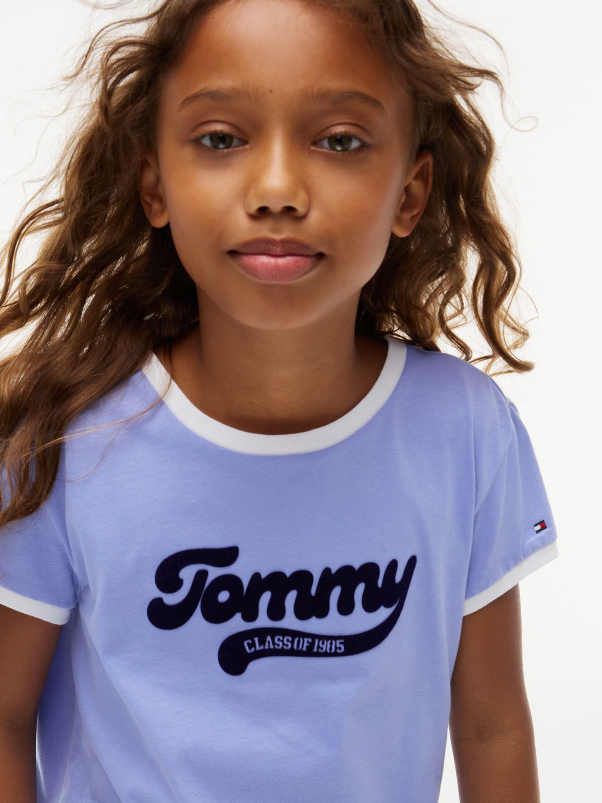 Kids' Flocked Tommy Logo Ringer T-Shirt — Vintage Iris
