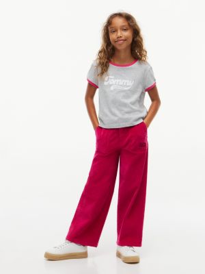 Детские футболки Tommy Hilfiger Kids' Flocked Tommy Logo Ringer T-Shirt — фото 2