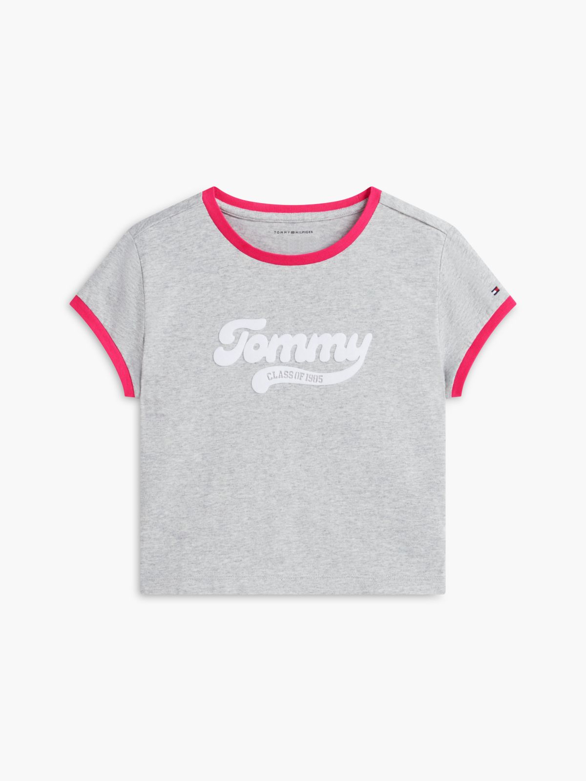 Kids' Flocked Tommy Logo Ringer T-Shirt — Light Heather Grey