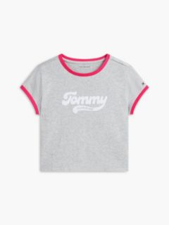 Kids' Flocked Tommy Logo Ringer T-Shirt — Light Heather Grey 5