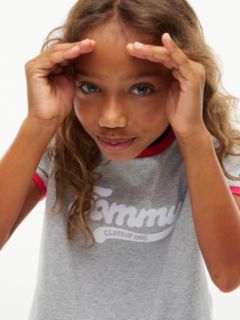 Kids' Flocked Tommy Logo Ringer T-Shirt — Light Heather Grey 3