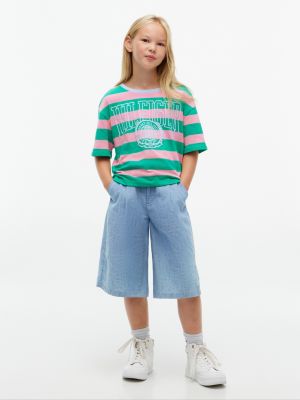 Детская футболка Tommy Hilfiger Rugby Stripe Logo, цвет: Зелёный — фото 2