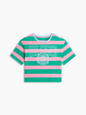 Детская футболка Tommy Hilfiger Rugby Stripe Logo, цвет: Зелёный — фото 5