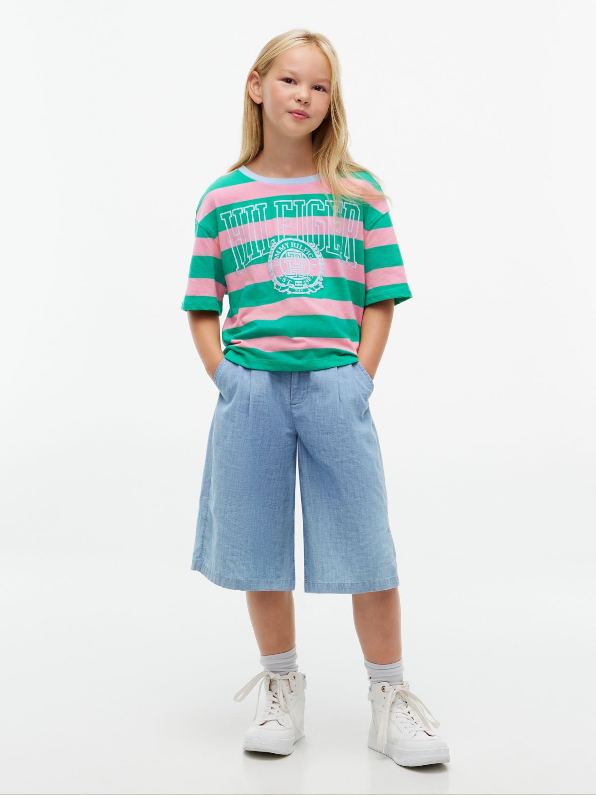 Kids' Rugby Stripe Logo T-Shirt — Cosmic Green