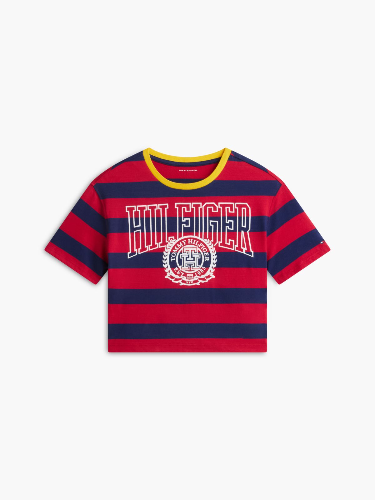 Kids' Rugby Stripe Logo T-Shirt — Ruby Rhubarb
