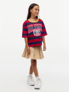 Kids' Rugby Stripe Logo T-Shirt — Ruby Rhubarb 2