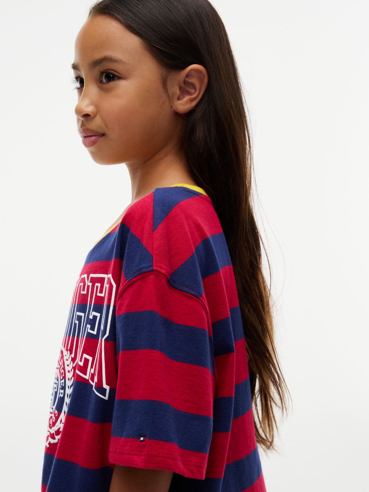 Kids' Rugby Stripe Logo T-Shirt — Ruby Rhubarb