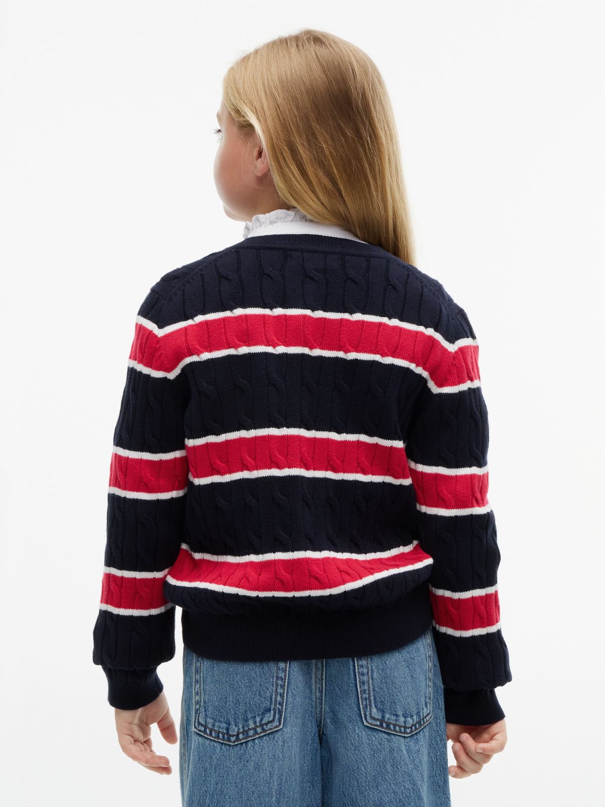 Kids' Striped Cardigan — Navy Blue