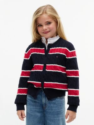 Kids' Striped Cardigan, Navy Blue